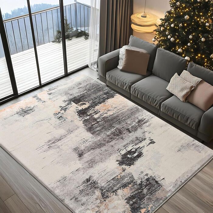 Килим Safunion для вітальні: великий сучасний абстрактний килим з коротким ворсом, м'який килим для спальні (80 x 120 см, 120 x 160 см), абстрактний коричнево-багатокольоровий