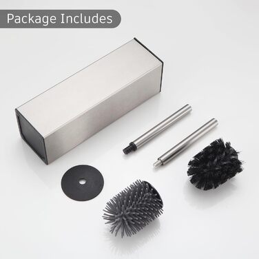 Металева щітка для туалету BVL з двома насадками, квадратна, для ванної кімнати (з щіткою)