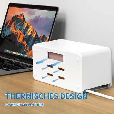 Блок розеток BEVA з прихованими роз'ємами, 3680W/16A, захист від перенапруги 1050J, 6 розеток + 3 USB-A + 1 USB-C (15W), з вимикачем, білий, 2м кабель