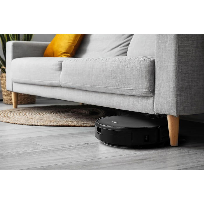 Робот-пилосос з функцією миття - 3 в 1. З пультом дистанційного керування, акумулятор 120 хв, для твердих підлог, килимів, шерсті тварин. Чорний.