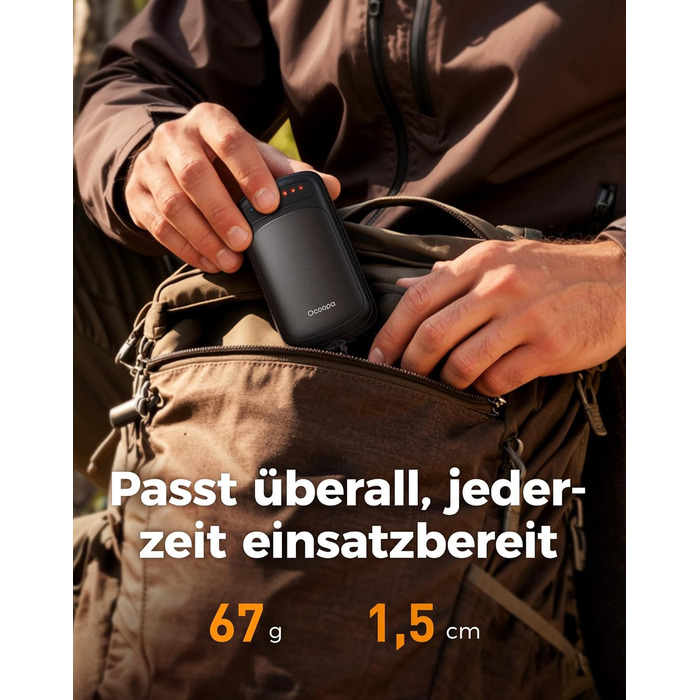 Електричний грієчка OCOOPA DuoHeat: 8 годин роботи, 67г, для кемпінгу, полювання, подарунок чоловікам