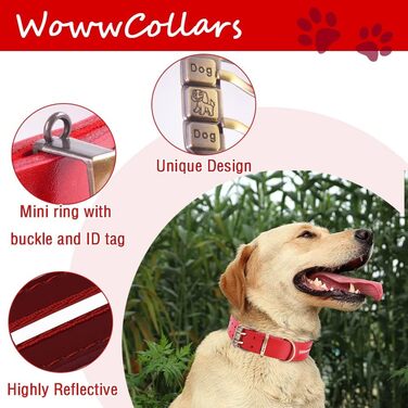 Відбиваючий повідок для собак, регульований, м'який, для малих, середніх та великих собак (довжина 46-56 см), червоний, розмір M