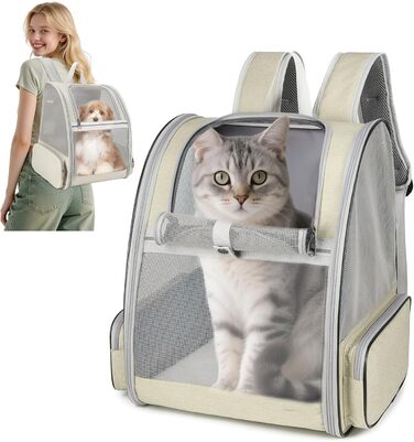 Рюкзак для тварин Allsopets: дихаючий, для котів та собак, маленьких порід, для подорожей та активного відпочинку (кремовий жовтий)