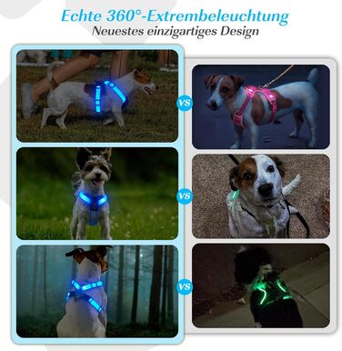 Світловідбиваючий нашийник для собак PZRLit з підзарядкою, для маленьких собак XS, LED нашийник для цуценят, безпечні прогулянки вночі (Блакитний)