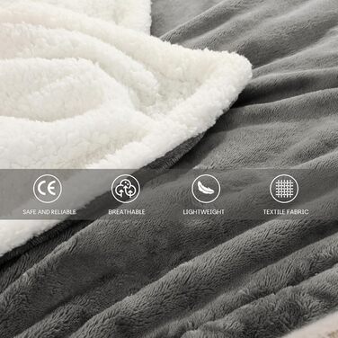 Електрична ковдра з автовимкненням 130x180 см, 9 режимів нагріву, таймер 9 годин, захист від перегріву, м'яка та приємна до тіла, для дому та офісу, чорна