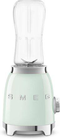 SMEG, Personal Blender PBF01PGEU, 2 speed settings, stainless steel double blade, 2 x 600 ml bottles included, non-slip base, integrated cable winding, 300W, pastel green