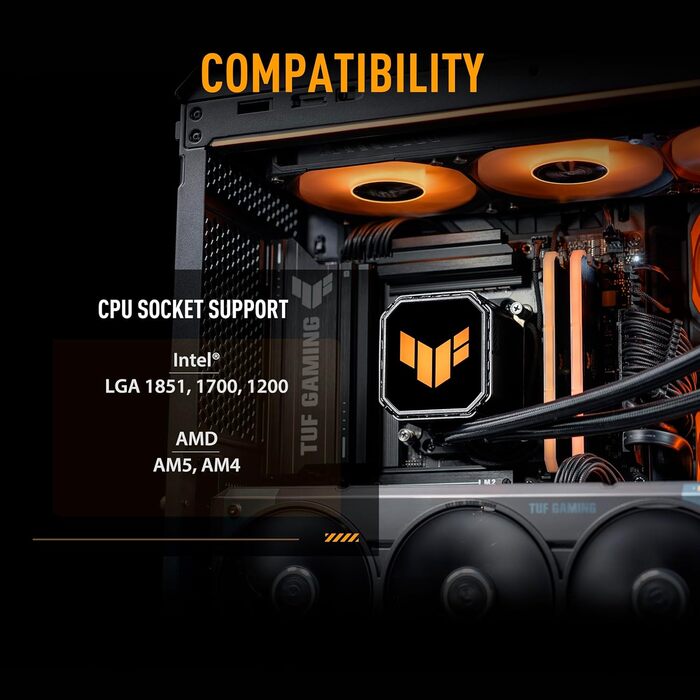 ASUS TUF Gaming LC III 360 ARGB - водяне охолодження CPU з RGB підсвічуванням, 360 мм, для Intel LGA 1851/1700/1200 та AMD AM5/AM4