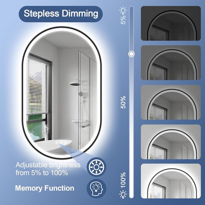 Дзеркало для ванної кімнати LED Starlead Munich 90x60 см з підсвічуванням, Bluetooth, регулюванням яскравості, 3 кольори світла, антизапарник, функція пам'яті, HD скло, IP44, горизонтальне/вертикальне встановлення, без рамки