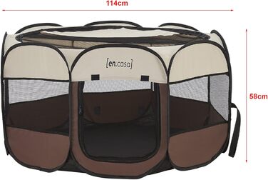 Клітка-забіг для собак Telford en.casa, 58x114x114 см, коричнево-кремовий, для внутрішнього та зовнішнього використання
