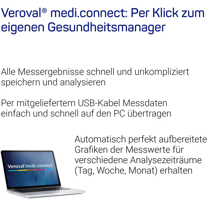Тонометр Veroval на плече, м'яке вимірювання, клінічно перевірений, контроль положення манжети, виявляє порушення серцевого ритму, з програмним забезпеченням