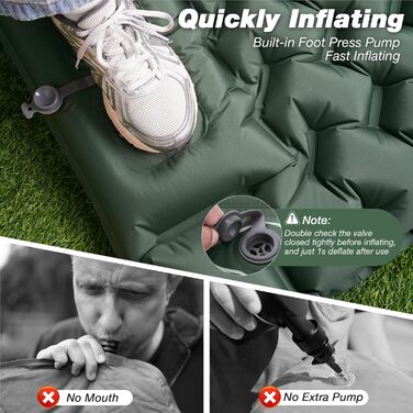JATEKA Self-Inflating Sleeping Pad - Ultralight Camping Mat with Pillow & Foot Pump - Compact Sleeping Pad for Backpacking, Hiking, Travel & Tent Use