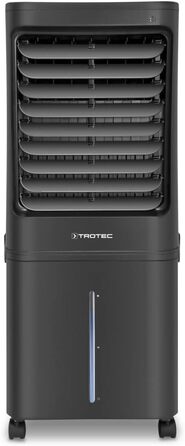 Охолоджувач повітря Trotec PAE 60 mobiler - 4-в-1: охолоджувач, зволожувач, очищувач повітря та вентилятор, 40 л резервуар, 2.6 л/год, 4 швидкості, таймер, нічний режим, чорний