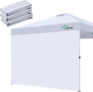 3 Piece Side Walls for 3x3M Gazebo, Gazebo Side Wall for Garden Gazebo and Pop-Up Gazebo with Velcro Closure, 210D Waterproof, Without Awning (White, 3 Side Walls)