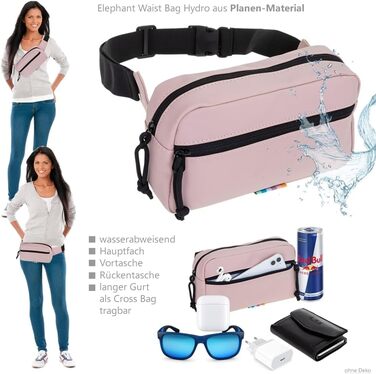 Сумка на пояс, бананка Wimmerl Elephant 12827 Dusty Pink (з брелоком) - водонепроникна, унісекс