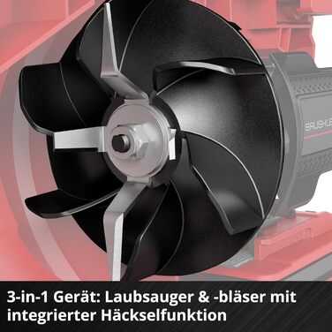 Einhell Cordless Leaf Blower VENTURRO 18/210 Power X-Change (Li-Ion, 18 V, Suction power 500 m³/h, collection bag 45 L, blowing function up to 210 km/h, without battery & charger)