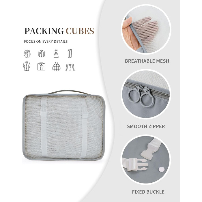 Органайзери для валізи, дорожні аксесуари, водонепроникні мішки для пакування, 10 шт. (Бежевий, сірий)