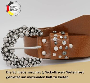 Жіночий шкіряний ремінь AnnaMatoni з розкішною пряжкою, ширина 4 см, коричневий, Made in Germany (105 см)