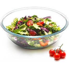 NUTRIUPS 4.5L Salad Bowl, 33cm Glass Bowl, Large Mixing Bowl Glass, Glass Bowl