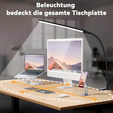 LED лампа для столу Homefire: регульована, чорна, з 3 кольорами та 5 рівнями яскравості, USB, для офісу та навчання