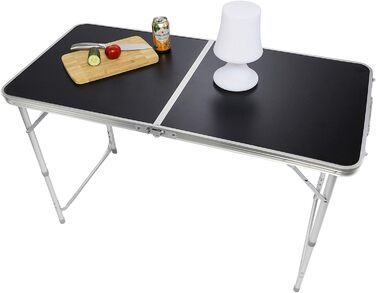 Складаний багатофункціональний стіл для кемпінгу, ринку, саду: 120 x 60 см (Чорний)
