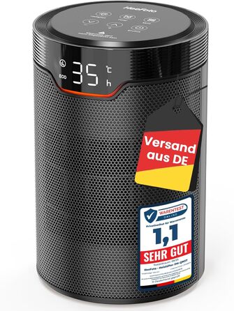 Електричний обігрівач: Економний, 1500W, тихий з таймером, захист від перекидання та перегріву, чорний