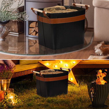 Relaxdays Firewood Basket made of Faux Leather