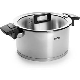 Каструля з кришкою Woll Concept, 24 см, 5,8 л, нержавіюча сталь, для індукції, усіх плит, духовки до 200°C, срібляста