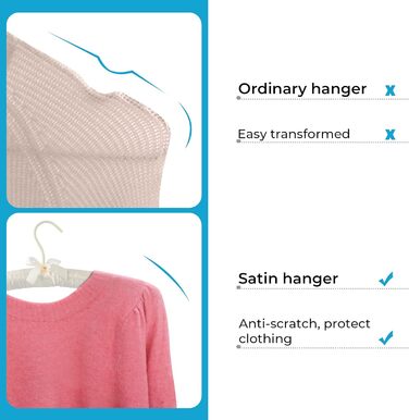 Наплічники для одягу JS HANGER з м'якою підкладкою для светрів, 43.2 см, великі, міцні, з сатином, 10 шт. (слонова кістка)