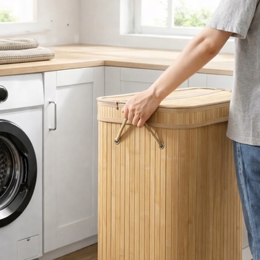 Вузький складаний кошик для білизни з бамбука, органайзер для прання, 72 л