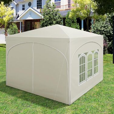 WOLTU Gazebo, Folding Gazebo 3x3 m, with 4 Side Walls, Party Tent Waterproof UV Protection 50+, Adjustable Height Garden Gazebo, with Carry Bag, for Outdoor Garden Camping (Beige)