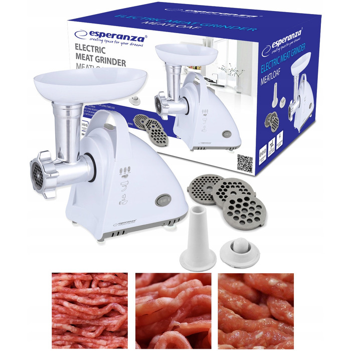 Електрична м'ясорубка Esperanza MeatLover, біла, 2200 Вт