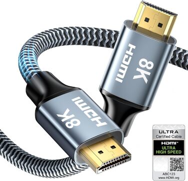 HDMI 2.1 кабель 8K (0,5м) - підтримка 8K@60Hz, 4K@120Hz, Dolby eARC, HDCP, HDR, для HDTV, ноутбука
