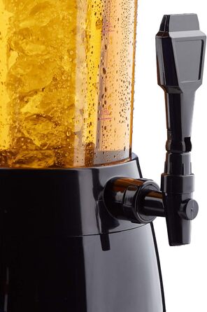 Диспенсер для пива Relaxdays з краником, 50 x 23 x 18 см, об'єм 2,5 л, прозорий, чорний, 2,5 літри