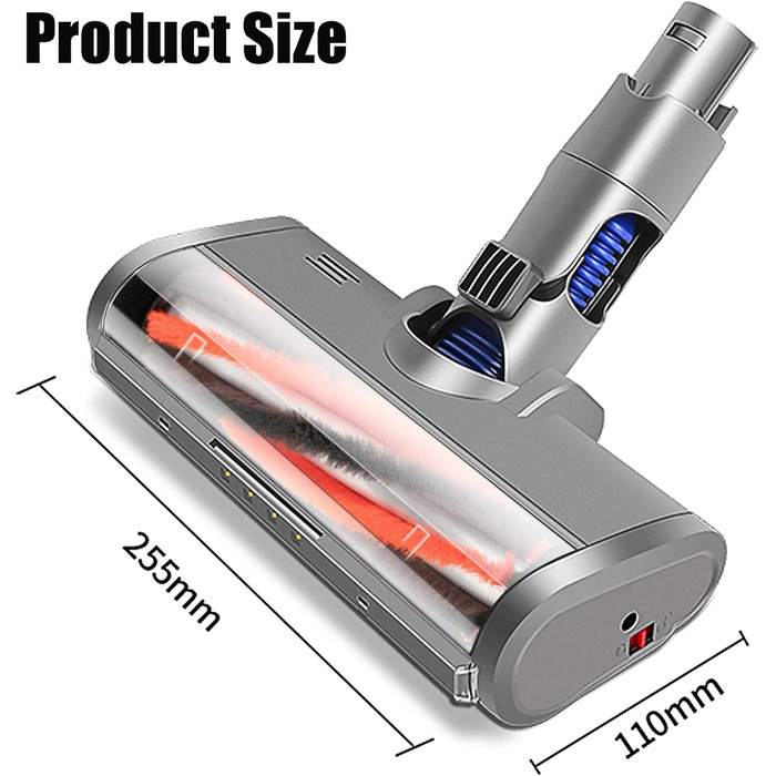 Електрична щітка-вальцевий насадка Italdos для пилососів Dyson V6 DC58 DC59 DC61 DC62 з LED-підсвічуванням, турбо-режим, для килимів, твердих підлог, паркету та плитки