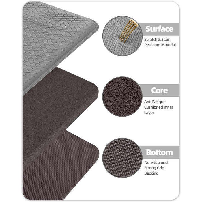 Килимок для кухні COLOR&GEOMETRY 44x150 см, неслизький, з ПВХ, водо- та олієстійкий, з гумовою основою. Підходить для кухні, пральні, коридору (сірий)