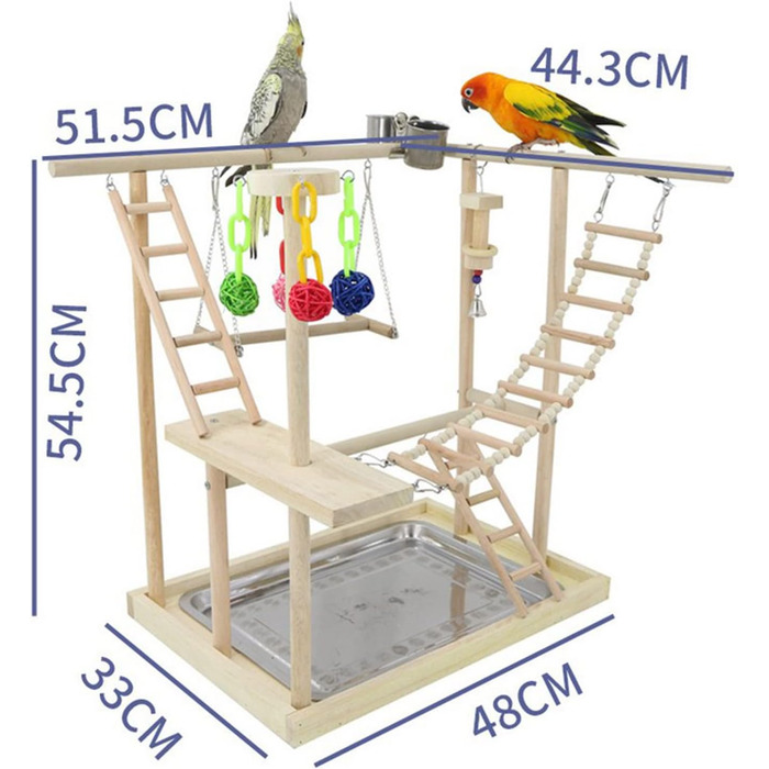 Bird Playground, parakeet toys, bird play stand, bird gym, bird accessories, climbing frame ladder, running cage with feeder cups, tray, swing for budgies, canaries, parakeets, and other birds (#6)