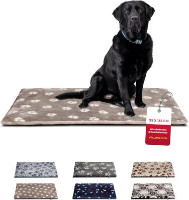Підстилка для собак XS (45x65 см) – Двостороння та затишна з 3 см наповнювачем – Ідеально для дивану, авто та переноски – Виготовлено в Німеччині (95 x 135 см, Тацце Беж)