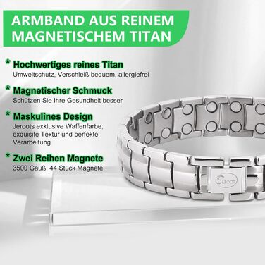 Браслет на магніті JEROOT з титану для чоловіків - здоров'я та енергія (3500 гаус)