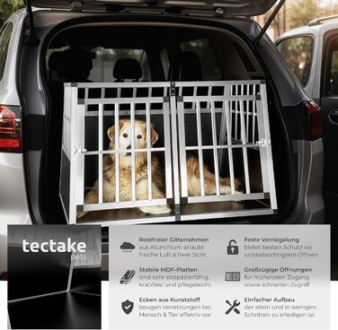 Транспортна переноска для собак tectake® Double XL - переноска для авто та дому, алюміній, 97 x 90 x 69,5 см