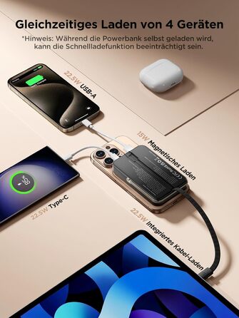 Портативний зарядний акумулятор Powerbank MagSafe 10000mAh з бездротовою зарядкою, USB-C, для iPhone, AirPods (Чорний)