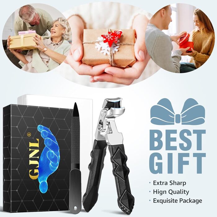 Кусачки для нігтів для літніх людей з товстими нігтями, кутовий наголовок, широкі кусачки для великих пальців ніг, широке захплення, кусачки для товстих пальців ніг, гострі кусачки для чоловіків/жінок (чорні кусачки для нігтів)