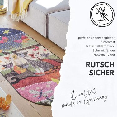 Килимок Salonloewe Rosina Wachtmeister Siamo in sei 50x75 см – яскравий придверний килим для входу з котами, брудозахисний, праний, кольоровий
