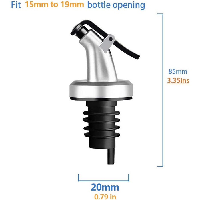 Виливники для олії, набір дозаторів, закриття для олійниць для оливкової олії, вина, оцту, соєвого соусу, виливальники без протікання (4 шт., сріблясті)