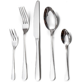 LAZAHOME Cutlery Set, Stainless Steel Mirror Polished, 60-Piece Cutlery Set for 12 People, Dining Cutlery Set with Knife, Fork, and Spoon for Family/Party/Hotel/Restaurant, Silver Table Cutlery, Dishwasher Safe, 60 Pieces