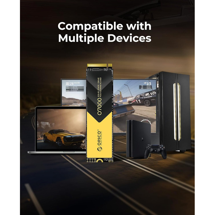 ORICO NVMe SSD 1TB PCIe 4.0 M.2 2280 Внутрішній SSD з радіатором для ПК та ноутбуків (7000 MB/s чтение, 6500 MB/s запись)