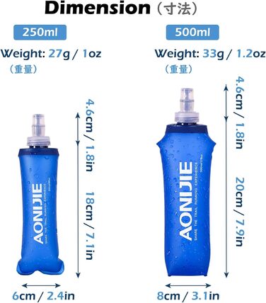 TRIWONDER М'яка пляшка для води 500 мл, TPU, BPA-Free, спортивна фляга для рюкзака, велоспорту та бігу