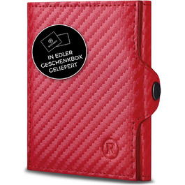 RUTAKO Slim Wallet with XL Coin Pocket & RFID Protection - Card Holder for Men & Women - Small Credit Card Holder - Mini Wallet - Purse/Wallet Small - Wallet Carbon Red