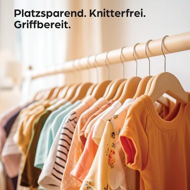 Дерев'яні вішалки для дитячого одягу з гачком, поворотні на 360° - набір 10 шт. - Міцне букове дерево з сертифікацією FSC® - Ідеальний порядок для дитячого одягу
