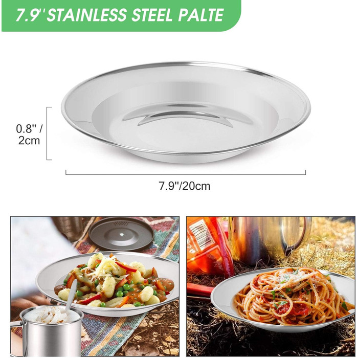 Набір посуду для кемпінгу Odoland на 2 особи: нержавіюча сталь, складний, з тарілкою та чашкою