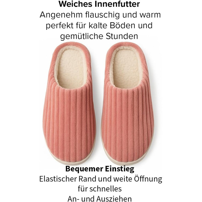 Домашні тапочки для чоловіків та жінок – надзвичайно м'які сліпони для дому – ультралегкі, неслизькі та зручні м'які тапочки – зимові домашні тапочки 37 EU Рожевий